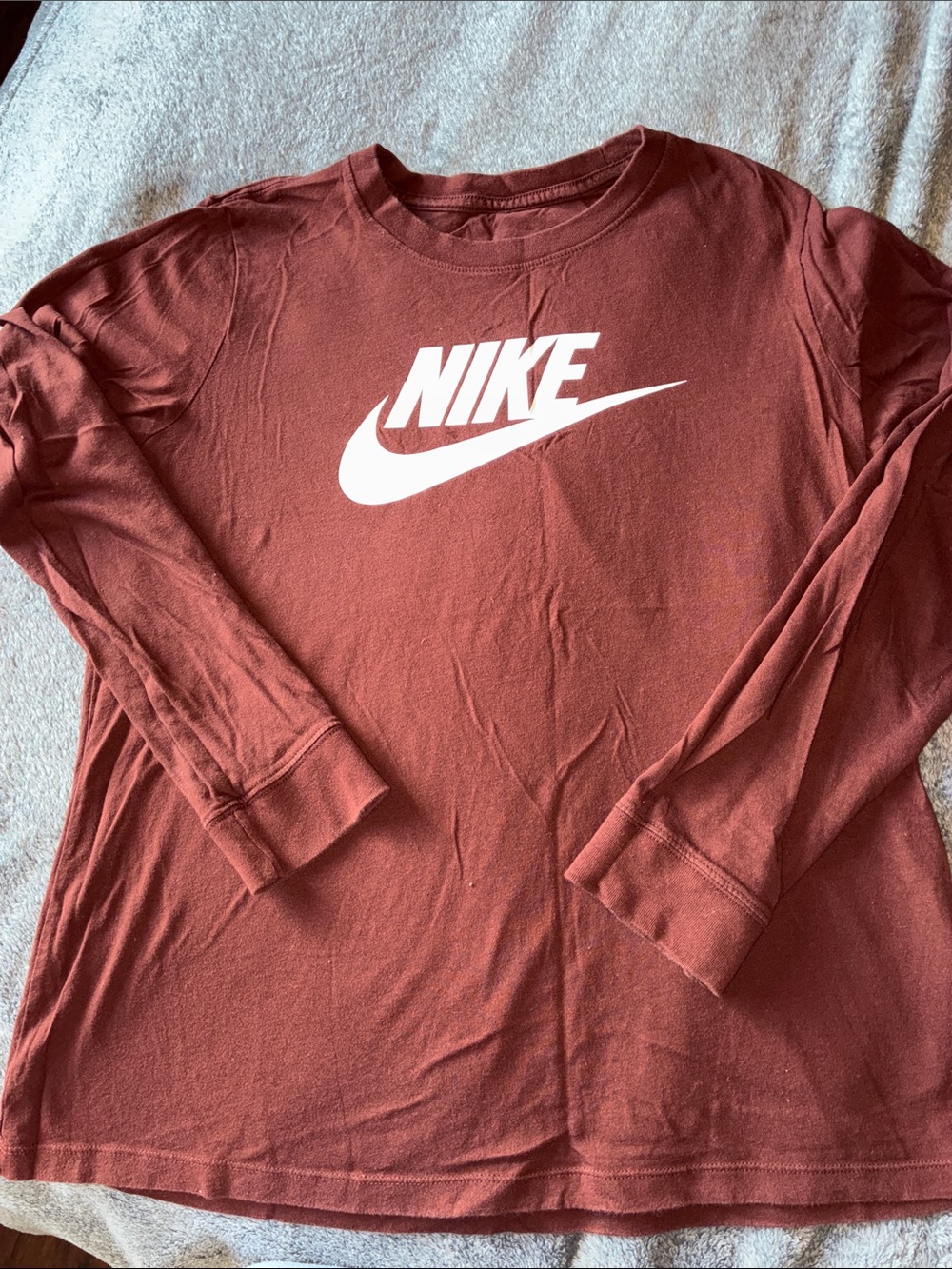 Nike Long Sleeve Tee — Rust (Brick) with White Logo